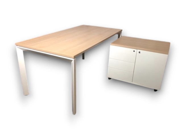 bureau actiu l1600xp800mm occasion melamine chene fil pieds blancs par ocaburo mobiliers neufs et occasion magasins de nantes saint-herblain et tours (10)