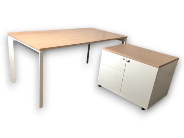 bureau actiu l1600xp800mm occasion melamine chene fil pieds blancs par ocaburo mobiliers neufs et occasion magasins de nantes saint-herblain et tours (6)