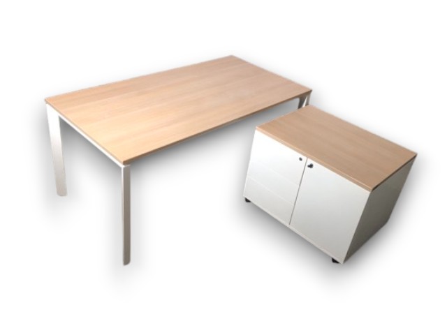 bureau actiu l1600xp800mm occasion melamine chene fil pieds blancs par ocaburo mobiliers neufs et occasion magasins de nantes saint-herblain et tours (7)