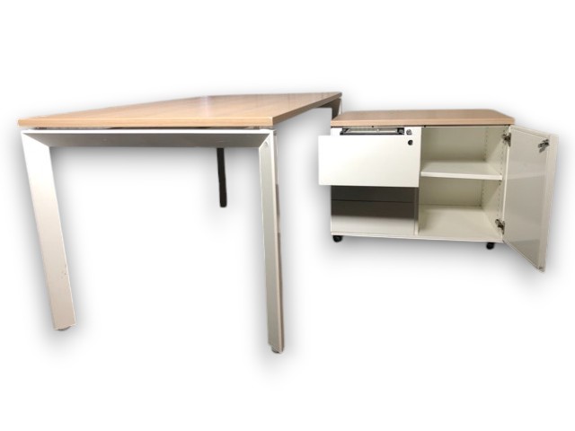 bureau actiu l1600xp800mm occasion melamine chene fil pieds blancs par ocaburo mobiliers neufs et occasion magasins de nantes saint-herblain et tours (9)